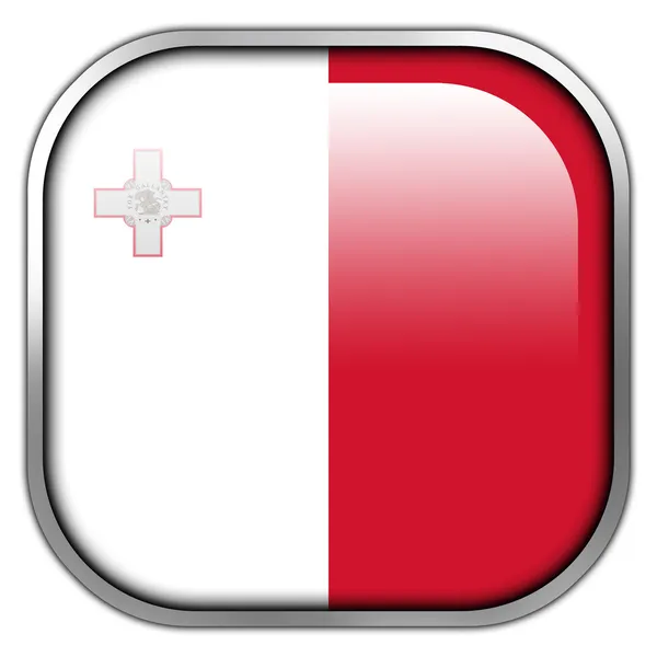 Vlag van Malta vierkant glanzende knop — Stockfoto