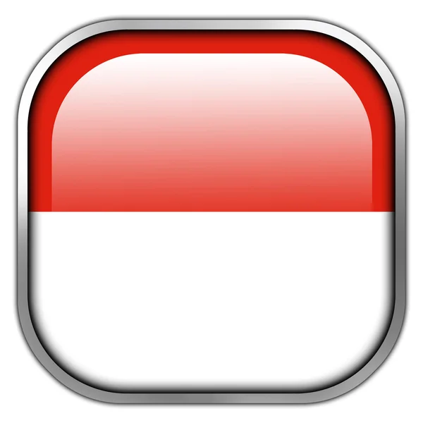 Monaco Flagge quadratischer Hochglanz-Knopf — Stockfoto
