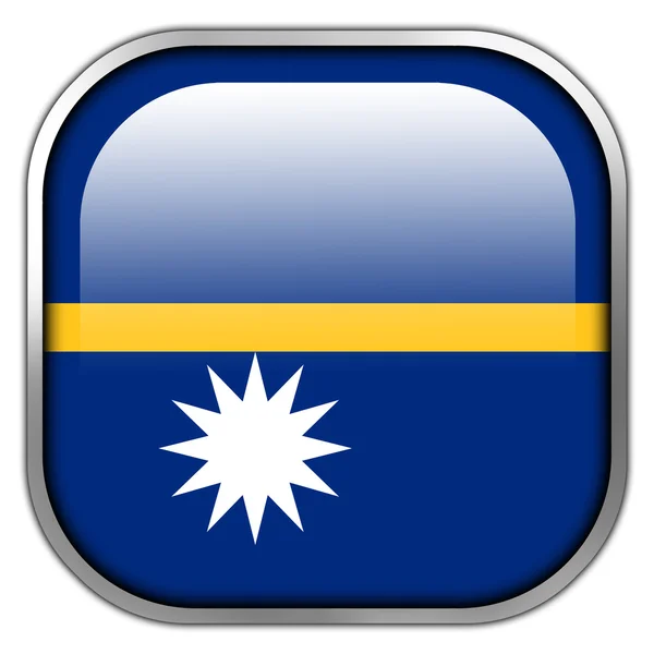 Vlajka Nauru náměstí lesklý tlačítko — Stock fotografie