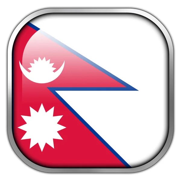 Nepal Bandera botón cuadrado brillante — Foto de Stock