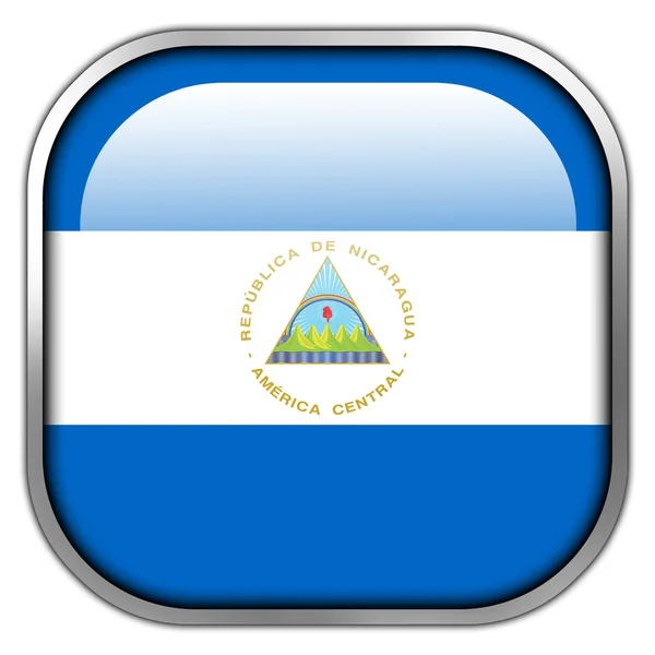 Nicaragua flag quadratischer glänzender Knopf — Stockfoto
