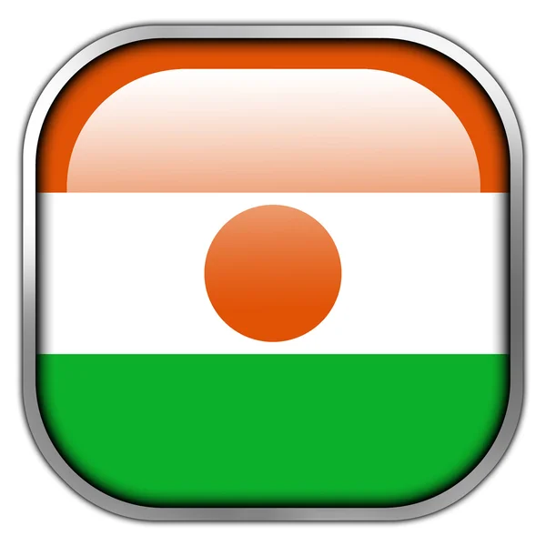 Niger Steag pătrat buton lucios — Fotografie, imagine de stoc
