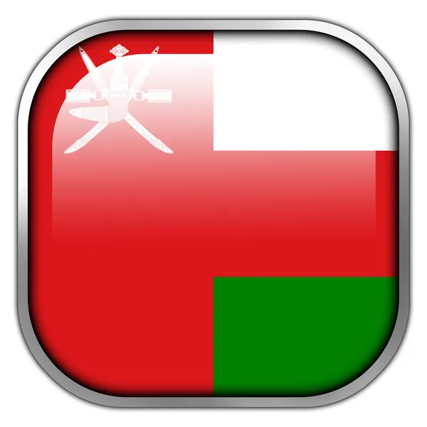 Flaga Omanu kwadratowy przycisk błyszczący — Zdjęcie stockowe