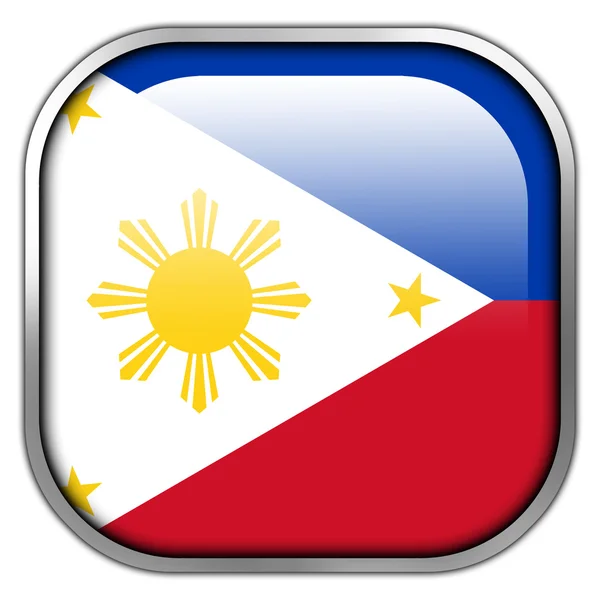 Flaga Filipin kwadratowy przycisk błyszczący — Zdjęcie stockowe