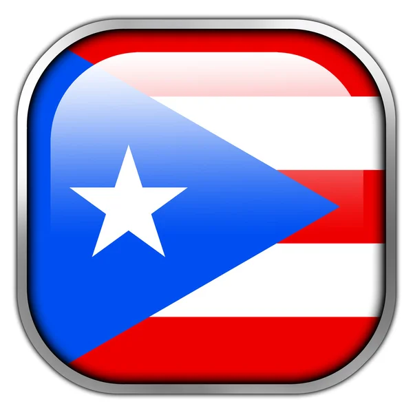 Puerto Rico Flag square glossy button — Stock Photo, Image