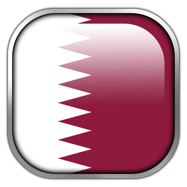 Qatar Flagge quadratischer Hochglanz-Knopf — Stockfoto