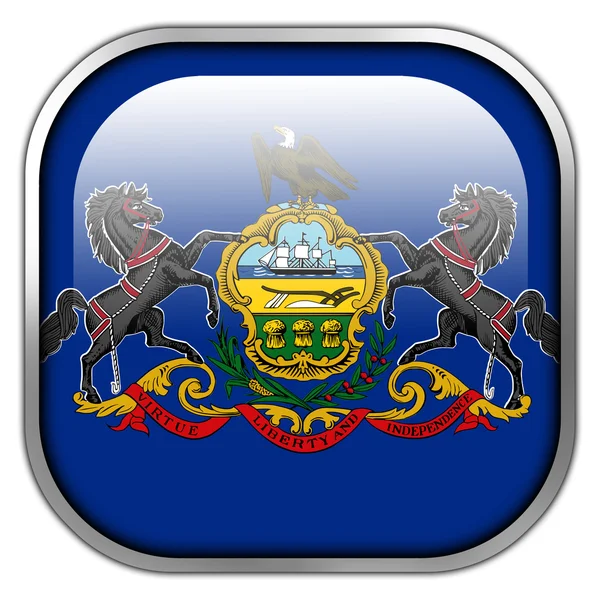 Pennsylvania State Flag square glossy button — Stock Photo, Image