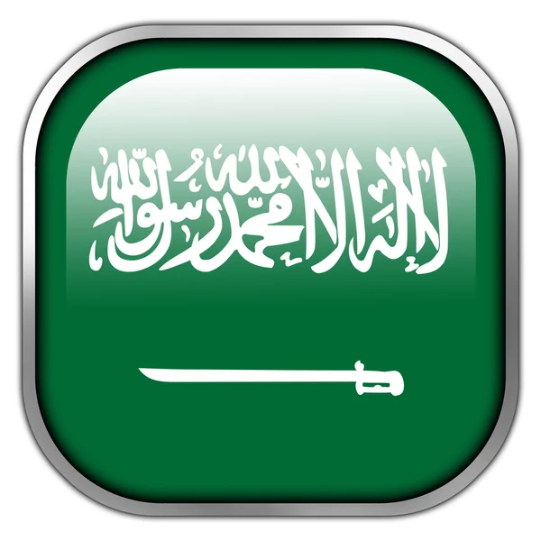 Saudi Arabia Flag square glossy button — Stock Photo, Image