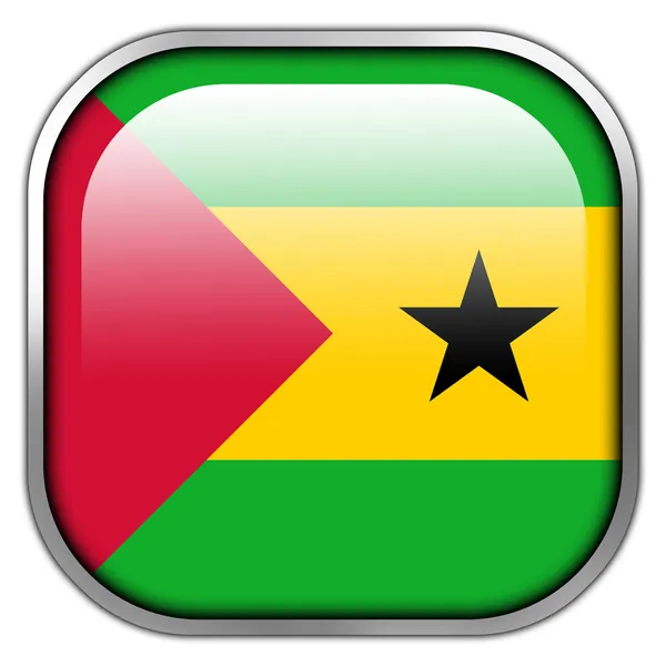 Sao Tome and Principe Flag square glossy button — Stock Photo, Image