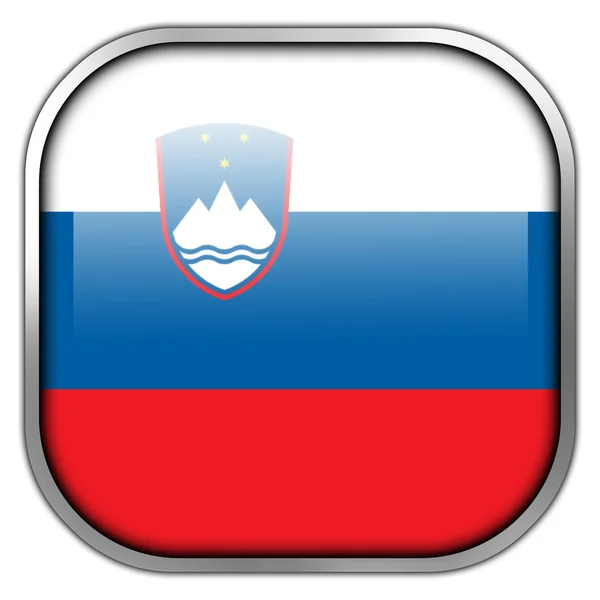 Slovenië vlag vierkant glanzende knop — Stockfoto