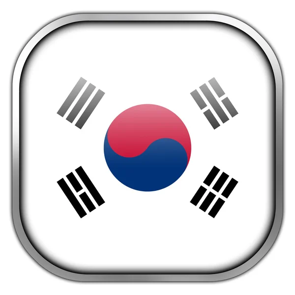 Südkorea Flagge quadratischer Hochglanz-Knopf — Stockfoto