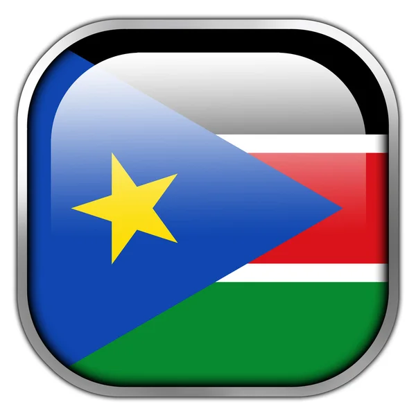 South Sudan Flag square glossy button — Stock Photo, Image