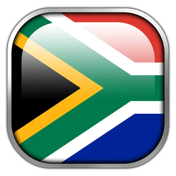 Σημαία της Νότιας Αφρικής τετράγωνο κουμπί γυαλιστερό — Φωτογραφία Αρχείου