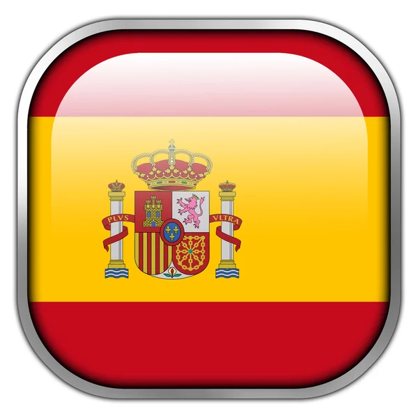 Σημαία Ισπανίας τετράγωνο κουμπί γυαλιστερό — Φωτογραφία Αρχείου