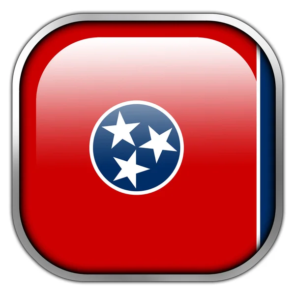 Flaga stanu Tennessee kwadratowy przycisk błyszczący — Zdjęcie stockowe
