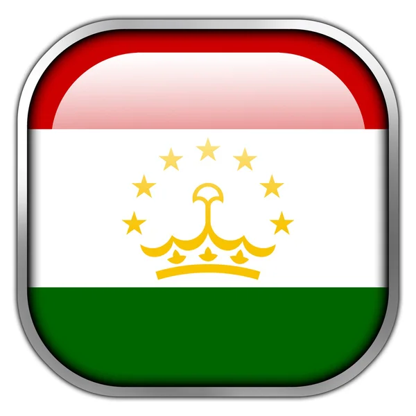 Flaga Tadżykistanu kwadratowy przycisk błyszczący — Zdjęcie stockowe
