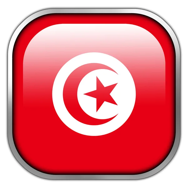 Tunisia Bandiera quadrato pulsante lucido — Foto Stock