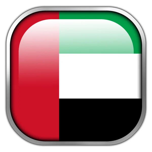Spojené arabské emiráty vlajka náměstí lesklý tlačítko — Stock fotografie