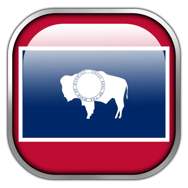 Wyoming Estado Bandeira quadrado brilhante botão — Fotografia de Stock