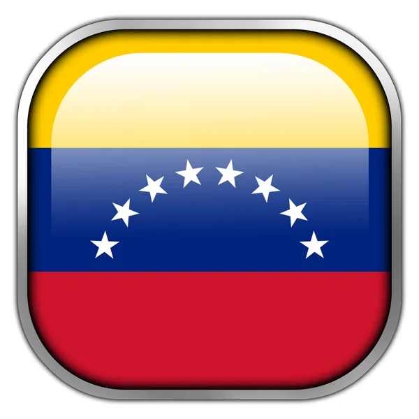 Vlag van Venezuela vierkant glanzende knop — Stockfoto