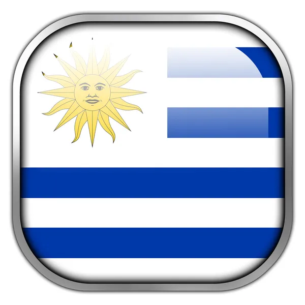 Uruguay Bandera botón cuadrado brillante —  Fotos de Stock