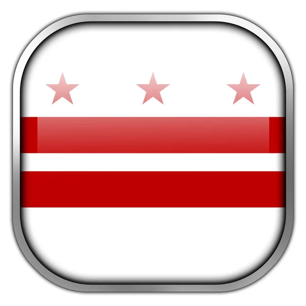 Washington DC Flag neliön kiiltävä painike — kuvapankkivalokuva