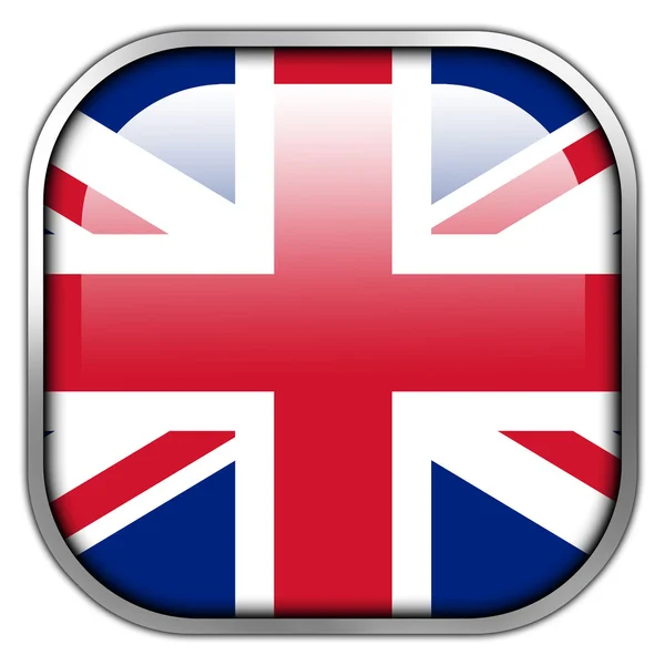 Σημαία του Ηνωμένου Βασιλείου τετράγωνο κουμπί γυαλιστερό — Φωτογραφία Αρχείου