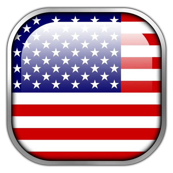 アメリカ国旗スクエア光沢のあるボタン — ストック写真
