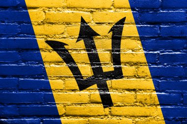 tuğla duvara boyalı barbados bayrağı