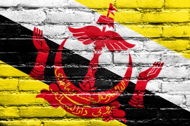 tuğla duvara boyalı brunei bayrağı
