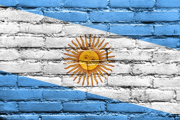 Bandeira Argentina pintada na parede de tijolo — Fotografia de Stock