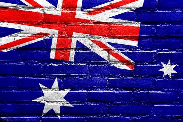 Bandera de Australia pintada en la pared de ladrillo — Foto de Stock