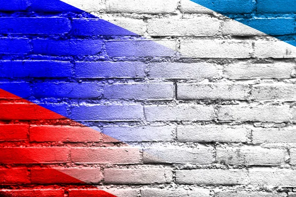 Rússia Bandeira Pintada Parede Tijolo — Fotografia de Stock