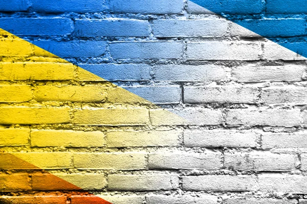 République autonome de Crimée et d'Ukraine Drapeau peint sur un mur de briques — Photo