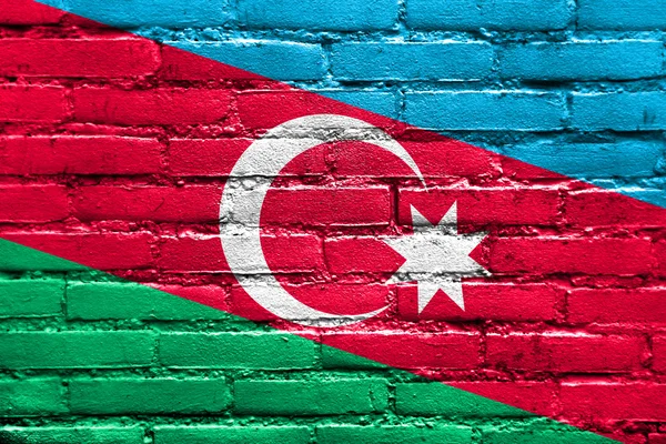 Flaga Azerbejdżanu malowane na mur z cegły — Zdjęcie stockowe