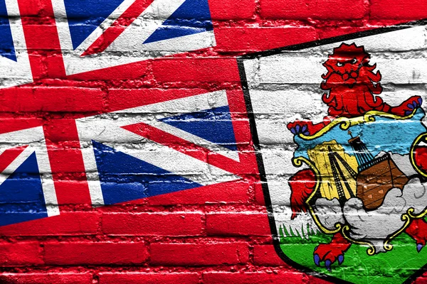 レンガの壁に描かれたバミューダ島の旗 — ストック写真