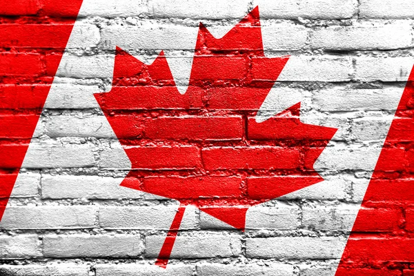 Bandera de Canadá pintada en la pared de ladrillo —  Fotos de Stock