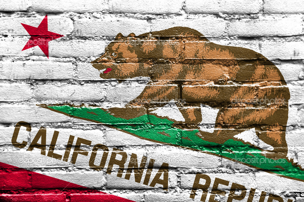 California State Flag painted on brick wall