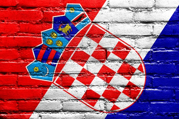 レンガの壁に描かれたクロアチア フラグ — ストック写真