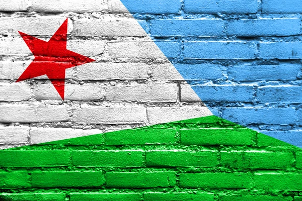 Djibouti Flag painted on brick wall — Stock Photo, Image