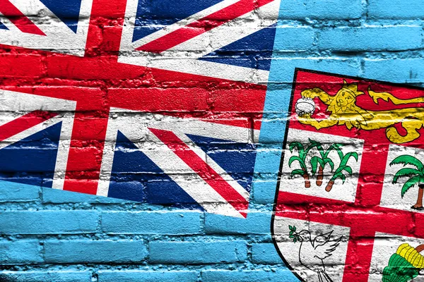 Флаг Фиджи на кирпичной стене — стоковое фото