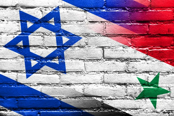 Israël en Syrië vlag geschilderd op de muur — Stockfoto