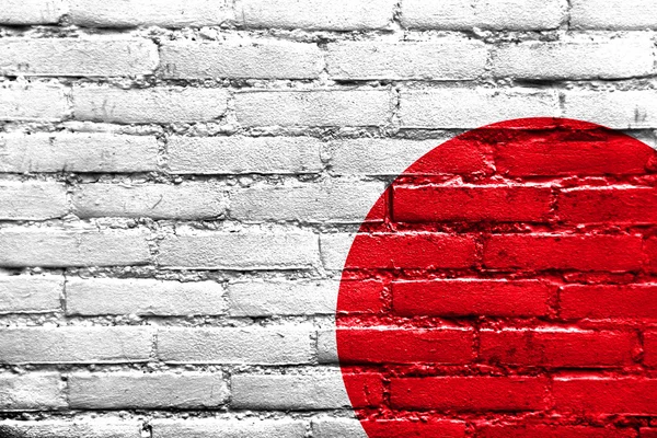 Giappone Bandiera dipinta su muro di mattoni — Foto Stock