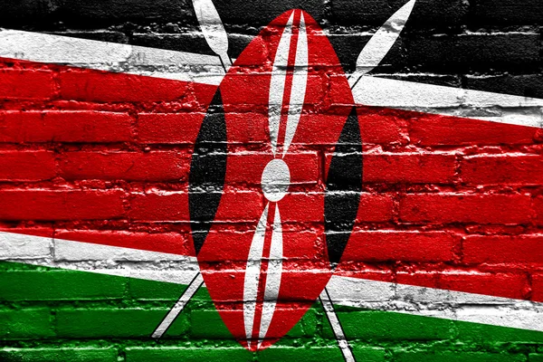 Kenya Bandiera dipinta su muro di mattoni — Foto Stock