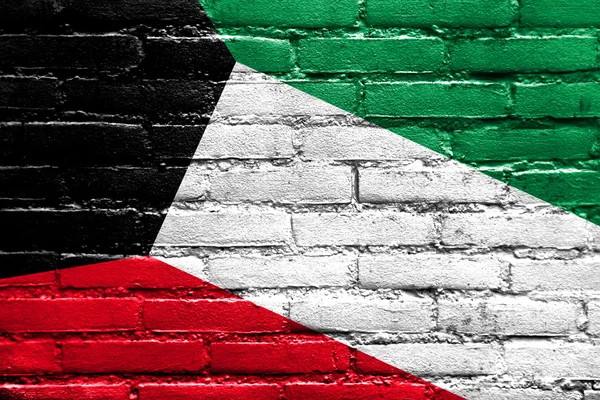 Kuwait Flag painted on brick wall — Stock Photo, Image