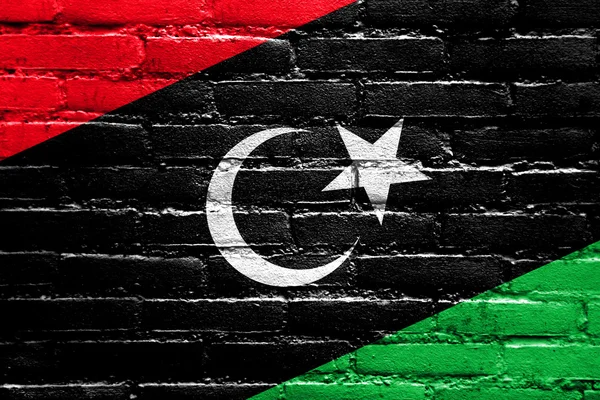 レンガの壁に描かれたリビアの国旗 — ストック写真