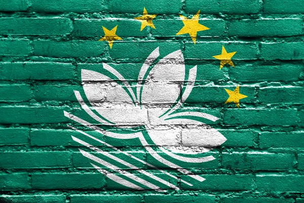 Macau Flag painted on brick wall — Stock Photo, Image