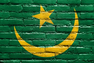 Flaga Mauretanii, malowane na mur z cegły