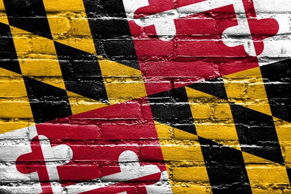 Maryland Devlet bayrağı tuğla duvara boyalı — Stok fotoğraf