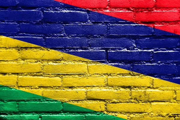 Mauritius-Fahne auf Ziegelwand gemalt — Stockfoto